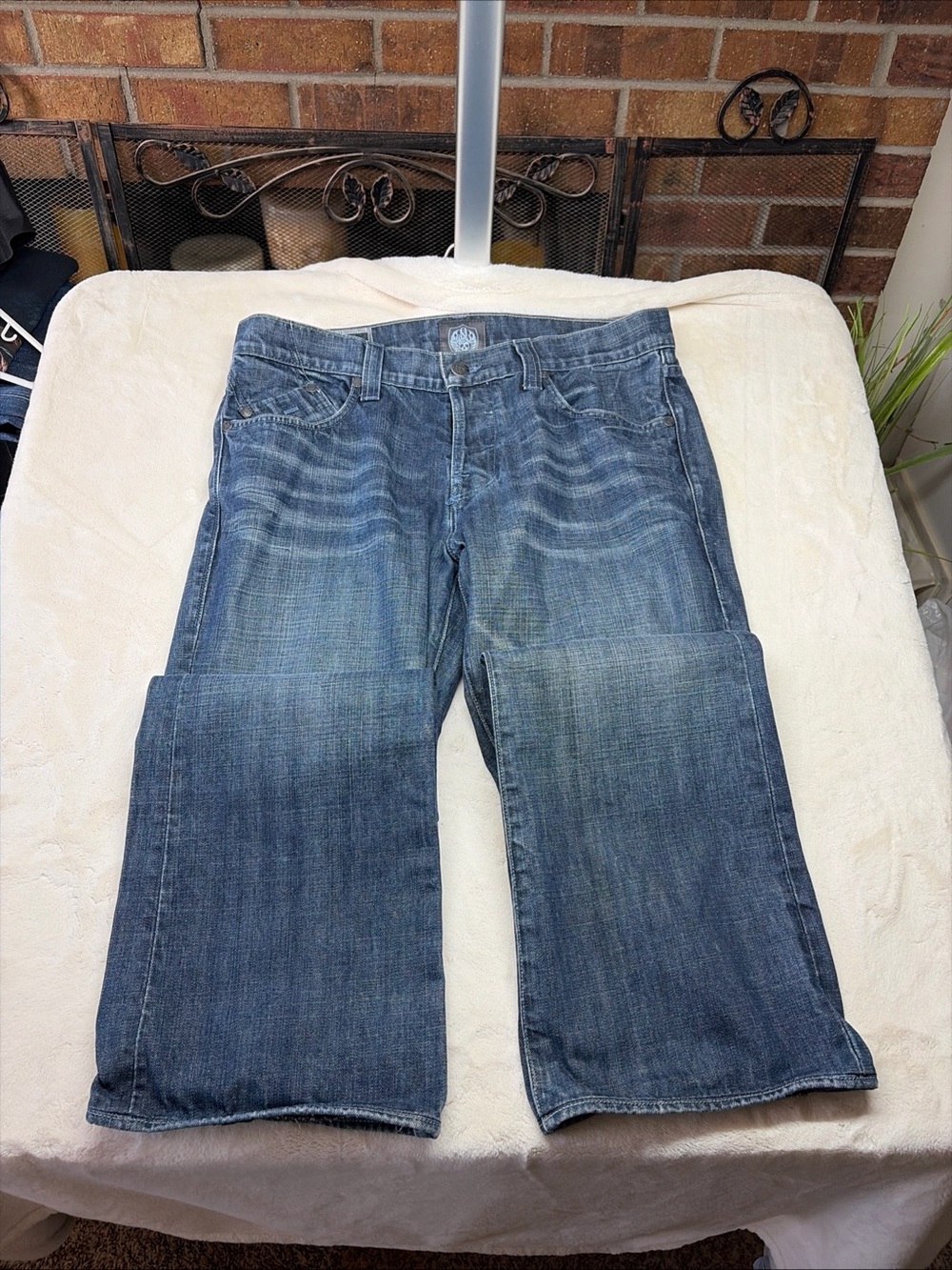 Rock & Republic Men Jeans Sz 36 Fearless Button Fly Indigo Straight Inseam 30
